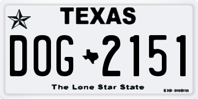 TX license plate DOG2151
