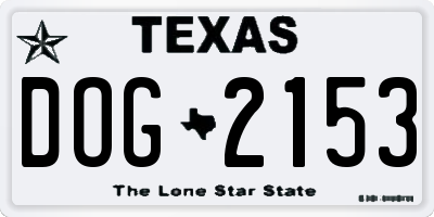TX license plate DOG2153
