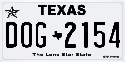 TX license plate DOG2154