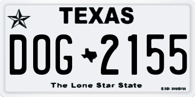 TX license plate DOG2155