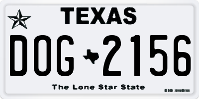 TX license plate DOG2156