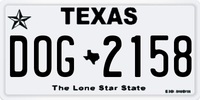 TX license plate DOG2158