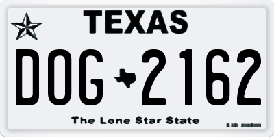 TX license plate DOG2162