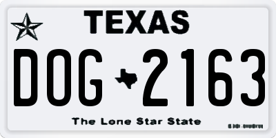 TX license plate DOG2163