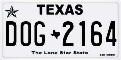 TX license plate DOG2164