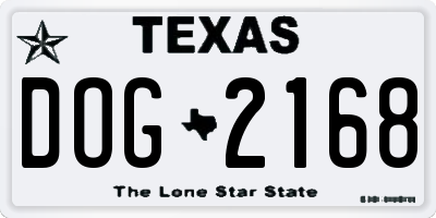 TX license plate DOG2168