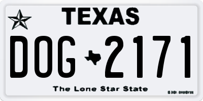 TX license plate DOG2171