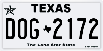 TX license plate DOG2172