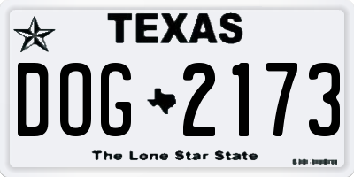 TX license plate DOG2173