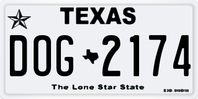 TX license plate DOG2174
