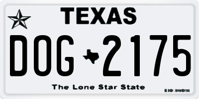 TX license plate DOG2175