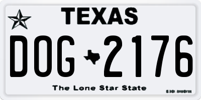 TX license plate DOG2176