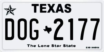 TX license plate DOG2177