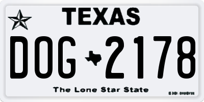 TX license plate DOG2178