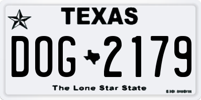 TX license plate DOG2179