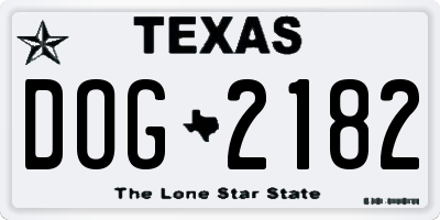 TX license plate DOG2182