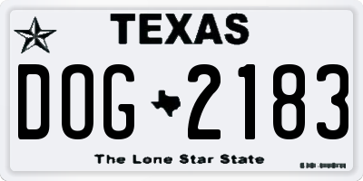 TX license plate DOG2183