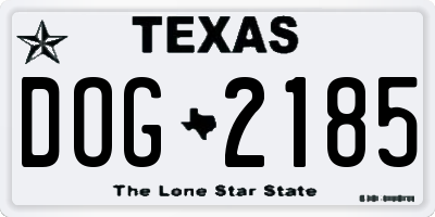TX license plate DOG2185
