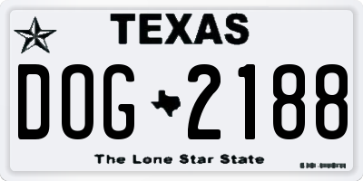 TX license plate DOG2188