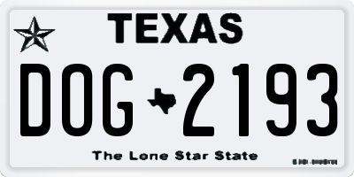 TX license plate DOG2193