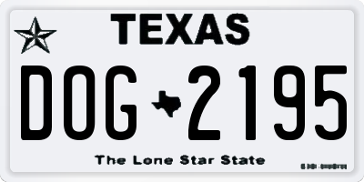 TX license plate DOG2195
