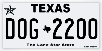 TX license plate DOG2200