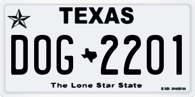 TX license plate DOG2201