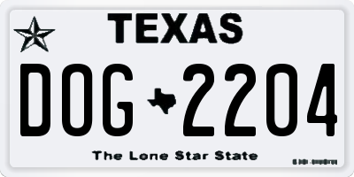 TX license plate DOG2204