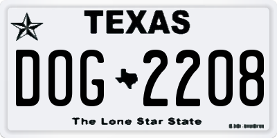 TX license plate DOG2208