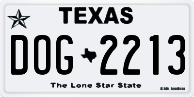 TX license plate DOG2213