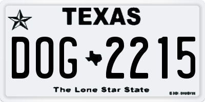 TX license plate DOG2215