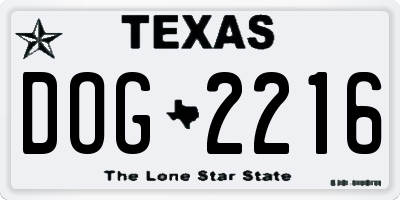 TX license plate DOG2216