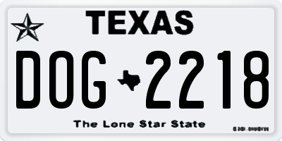 TX license plate DOG2218