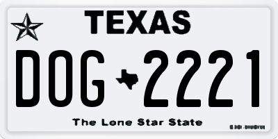 TX license plate DOG2221