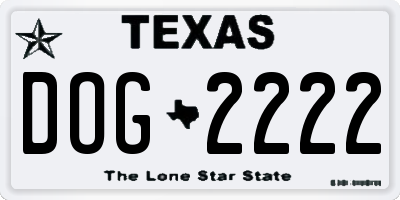 TX license plate DOG2222