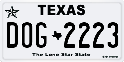 TX license plate DOG2223