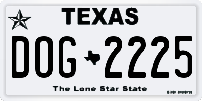 TX license plate DOG2225
