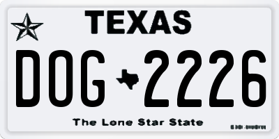 TX license plate DOG2226