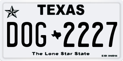 TX license plate DOG2227