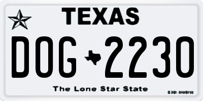 TX license plate DOG2230