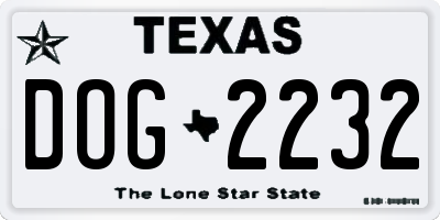 TX license plate DOG2232