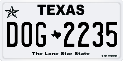 TX license plate DOG2235