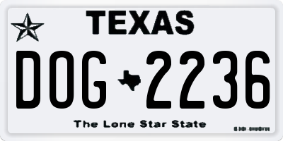 TX license plate DOG2236