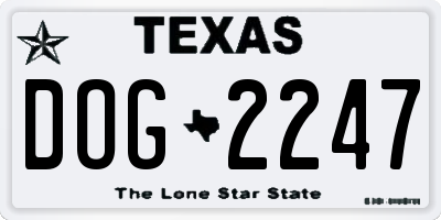TX license plate DOG2247