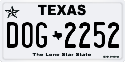 TX license plate DOG2252
