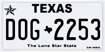 TX license plate DOG2253