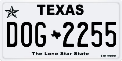 TX license plate DOG2255