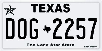 TX license plate DOG2257