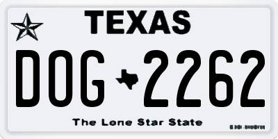 TX license plate DOG2262