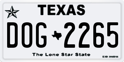 TX license plate DOG2265